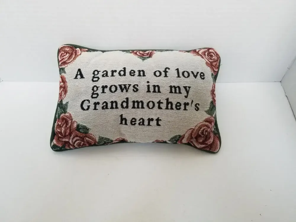 Decorative Throw Pillow Grandmother Small Green Floral Tapestry Heart